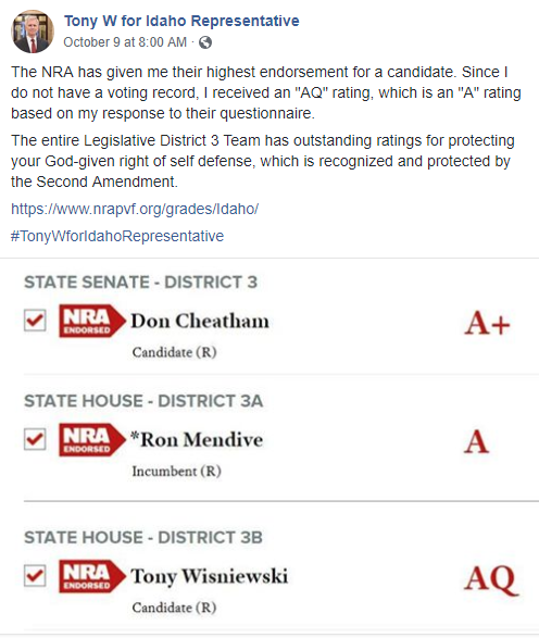 NRA Endorsement - Tony Wisniewski